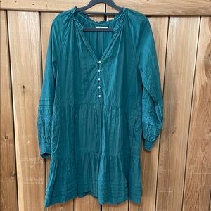 Anthropologie Teal Button-Down Dress with pockets